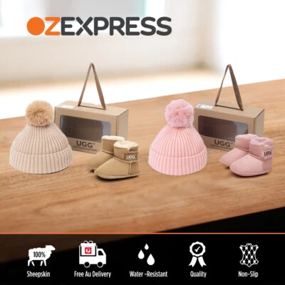 AUSTRALIAN SHEPHERD® UGG Baby Bootie Pom Pom Beanie Gift Pack - image 1 of 4