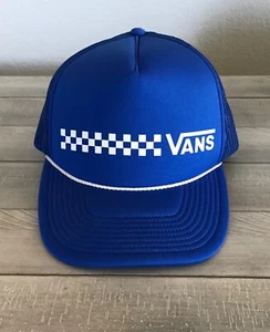 VANS~Mens Hat Blue Snapback Trucker Rope Brim Mesh White Checkered~Otto Cap - Picture 1 of 3