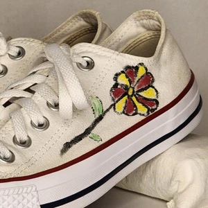Converse Chuck Taylor All Star Ox M7652 White w/Flower Sneakers Men 5/Women 7 - Picture 1 of 22