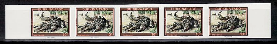 Burkina Faso Sc994 Vida Silvestre, Reptil, Cocodrilo, Tira Imperf. Foto 1 de 1