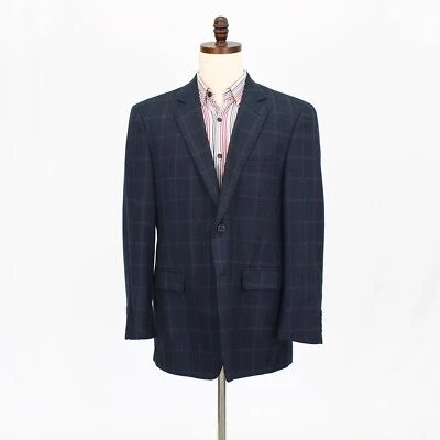 Andrew Fezza 44R Navy Sport Coat Blazer Jacket Check 2B Wool - Image 1 of 4