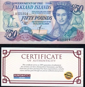 Falklandinseln (Großbritannien) 50 Pounds 1990 UNC Banknote ungeprüft KM-16 - Bild 1 von 2