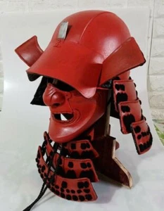 Japanese Samurai Armor Real Wearable Helmet Face Armor Warrior Costume Red Mask - Picture 1 of 4