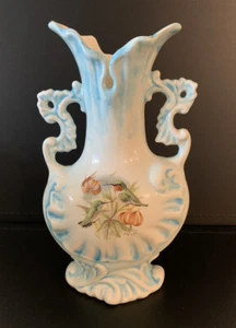 Keramik Vase Keramik weiß blau Handarbeit 9" - Bild 1 von 4