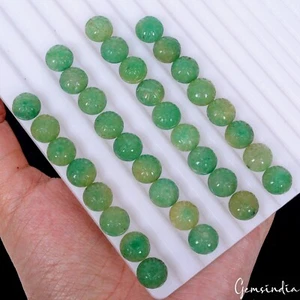 Natural Finest Green Colombian Emerald Round Shape Floral Carving Gems~10mm Each - Picture 1 of 6