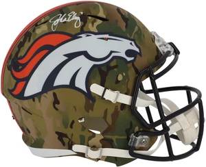 John Elway Denver Broncos Signed Riddell Camo Alternate Speed Mini Helmet - Picture 1 of 3