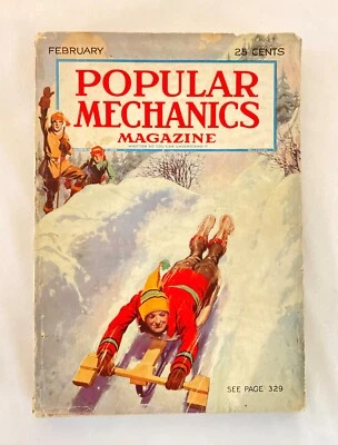 VTG 1928 Feb Popular Mechanics Magazine 25 Cents Locomotives Trains Automobiles - Image 1 of 4