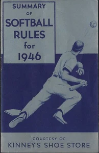 1946 Kinney's Shoe Store Softball Regeln Zusammenfassung - Joe Lapchick St. John's Redmen - Bild 1 von 2