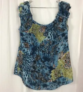 Klavier Top blau Blumenmuster geräumige Akkordeonfalte Gr. XL leicht schulterfrei - Bild 1 von 12