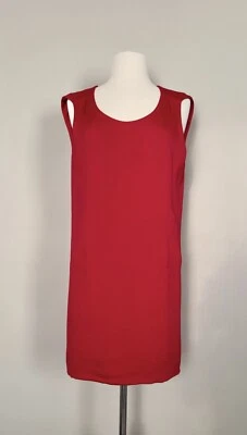 CNC Disfraz Nacional Vestido sin mangas de seda rojo vibrante hasta la rodilla, talla S Foto 1 de 4