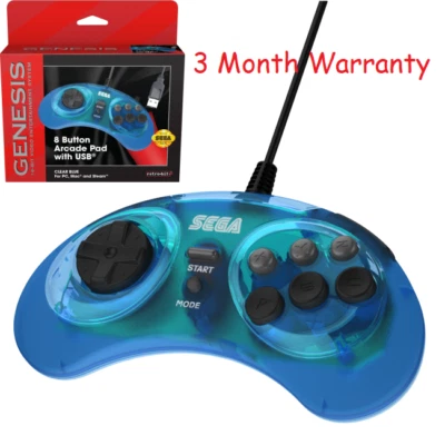 Retro-Bit Official Sega Genesis 8-Button Arcade Pad USB Controller PC/Mac Blue - Image 1 of 4