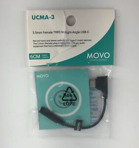 Movo UCMA-3 3.5mm Female TRRS to Right-Angle USB-C Male Audio Adapter Cable