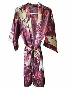 Kimono Robe Asian Style Women's Belted Satin     (Free size ) Can Fit S-XL Sizes - Picture 1 of 4