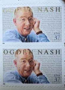 2x Ogden Nash 37 Cent Postage Stamps 2001 USA - Picture 1 of 1