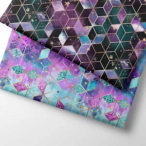 100% Cotton Geo Glitz Glamour Design Children Craft Dress Sewing Premium Fabric - Picture 1 of 7