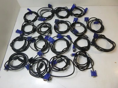 Lot of 18 x 5- 6 ft VGA Cables Male to Male SVGA Video Computer PC Monitor Cords - Image 1 of 3
