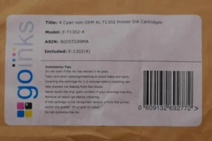 Cartuchos de tinta para impresora goInks no fabricantes de equipos originales, XL T1302, cian, paquete de 4, NUEVOS - Imagen 1 de 3