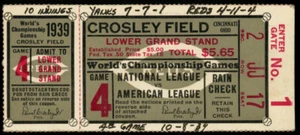 1939 World Series Game 4 Ticket Yankees Reds (Gehrig/DiMaggio) - Picture 1 of 2