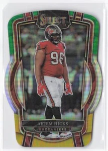 2022 Panini Select Akiem Hicks #208 Green and Yellow Prizm Die Cut - Picture 1 of 2