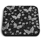 Square MDF Magnets - BW - Butterfly Flowers Pattern  #38369