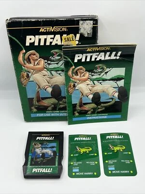 PITFALL CIB Intellivision Complete Box Manual Overlays Insert Fast Ship Cart - Image 1 of 4