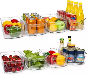 8-Pack Clear Refrigerator Organizer Bins – BPA-Free Storage for Fridge, Pantry, - Picture 1 of 7