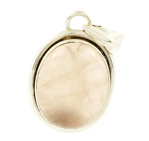 Sterling Silver Cabochon Rose Quartz Pendant (20x25mm) - Picture 1 of 4