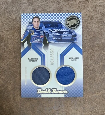 2008 Press Pass Premium #DB-JJ Jimmie Johnson NASCAR Double Relic Serial # - Image 1 of 3