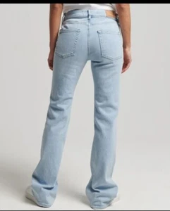 Superdry Womens Mid Rise Slim Flare Jeans Lighter Indigo Vintage  28/33 - Picture 1 of 7