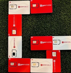 GEN MOBILE Prepaid SIM Card $50 Unlimited Talk, Text, and Data on T-Mobile - Picture 1 of 2