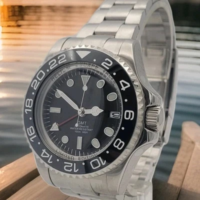 Reloj de buceo de lujo negro 43 mm NH34 Seiko TMI GMT movimiento automático 10 atm WR Foto 1 de 4