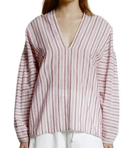 LN DAMEN SMALL MEDIUM (Brustumfang 42") VINCE BAUMWOLLE GESTREIFT SHIRT TOP BLUSE GESTREIFT - Bild 1 von 5