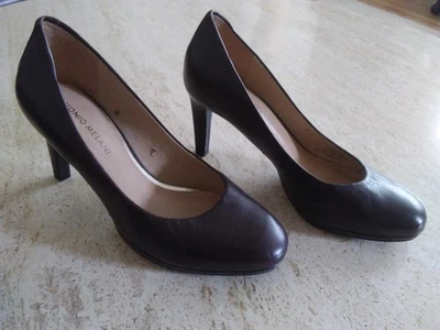 Women's Antonio Melani Brown Leather High Heels Size 7M - Image 1 of 4