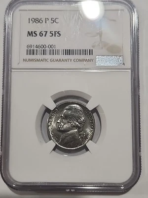 1986 P 5c MS 67 FS Jefferson Nickel NGC PCGS - Image 1 of 2
