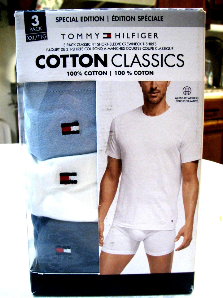 Paquete de 3 camisetas especiales Tommy Hilfiger manga corta cuello redondo 2XL 100 % algodón Foto 1 de 1