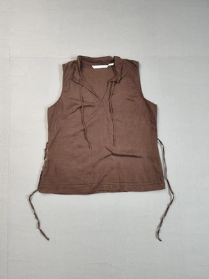Blusa informal Lucy & Laurel para mujer Top XL marrón sin mangas con cordón de encaje cuello en V Foto 1 de 4