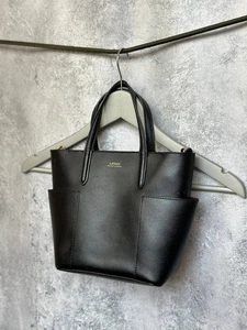 Lauren Ralph Lauren Black Leather Satchel / Tote Bag Red Lining - Picture 1 of 13