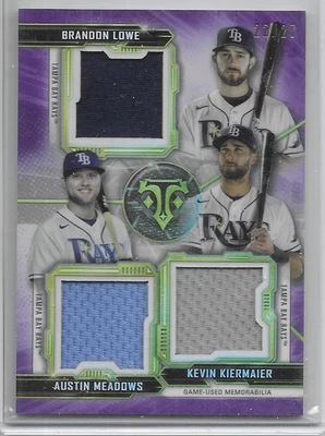 Lowe/Meadows/Kiermaier 22/27 Relic Combo Card - 2020 Topps Triple Threads. Rays - Image 1 of 2