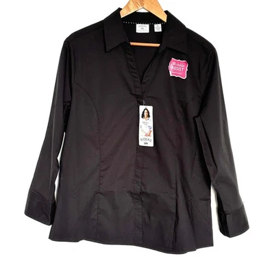 NWT Riders By Lee Shirt Women's XL Black Wrinkle Resist Button Up Collared Top - Image 1 of 4