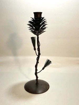 🌿Rustic Metal Single Tapered Candle Holder Pine Cone 11” Tall - Image 1 of 4