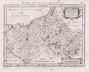 Meklenburg Ducatus Mecklenburg Vorpommern map Karte Mercator 1651 - Picture 1 of 1