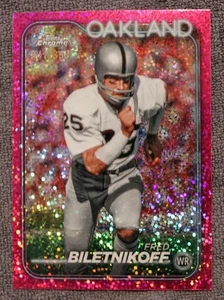 2024 Topps Chrome Fred Biletnikoff Pink Mini Diamond #’d /399 Oakland Raiders - Picture 1 of 2