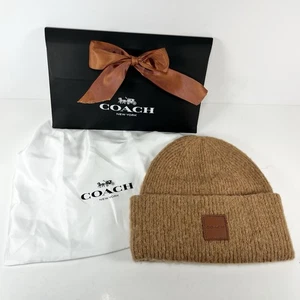 Coach Strickmütze mit Leder Logo Patch - Farbe Honigbraun - Einheitsgröße - Bild 1 von 12