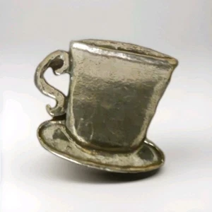Taza de té inglesa alfiler pequeño Sheridan estaño joyería 1 3/8" H - Imagen 1 de 7