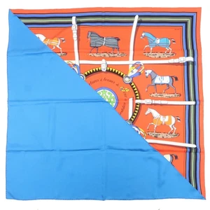 HERMES Carre 90 Seide 100 % Couvertures et Tenues de Jour Schal rot authentisch gebraucht kostenloser Versand - Bild 1 von 16