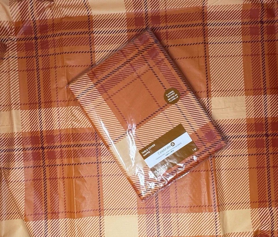 CELEBRATE IT FALL AUTUMN THANKSGIVING 50 X 69 FLANNEL BACKED VINYL TABLECLOTH - Image 1 of 1
