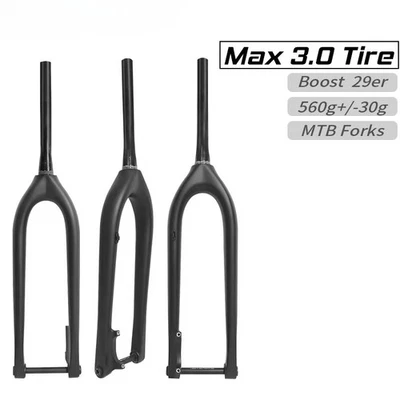 T700 Carbon Fork Mountain Bike Boost 110*15mm 29er Thru Axle Rigid/Tapered Fork  - Image 1 of 4