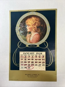 Calendario Bourbon Lumber Bourbon Indiana 1928 Zelda USA calendario da appendere - Foto 1 di 15