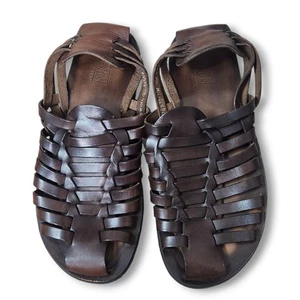 Sandalias Huarache Mercanti Florentini Cuero Marrón Para Hombre Talla 11 Hechas en Italia  - Imagen 1 de 8