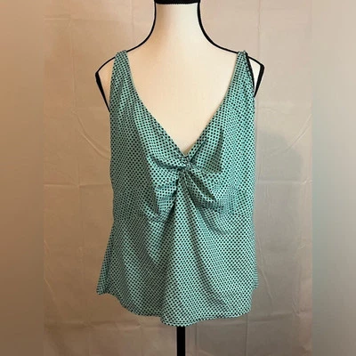 Coco Reef Blue Black Polka Dots Tankini Bathing Suit Top Women's Sz 20W/42C - Image 1 of 4